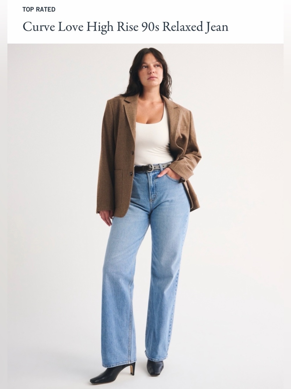 Abercrombie & Fitch Curve Love High Rise 90s Relaxed Jean in Light Blue